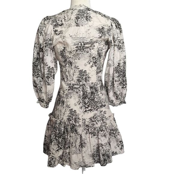 Olivaceous Womens Milkmaid Dress Toile Print Linen Cottagecore Small - Picture 8 of 13